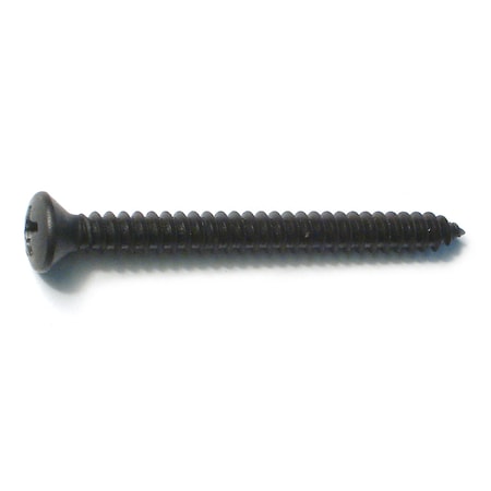 Midwest Fastener Sheet Metal Screw, #10 x 2 in, Black Steel Oval Head Phillips Drive, 8 PK 79494